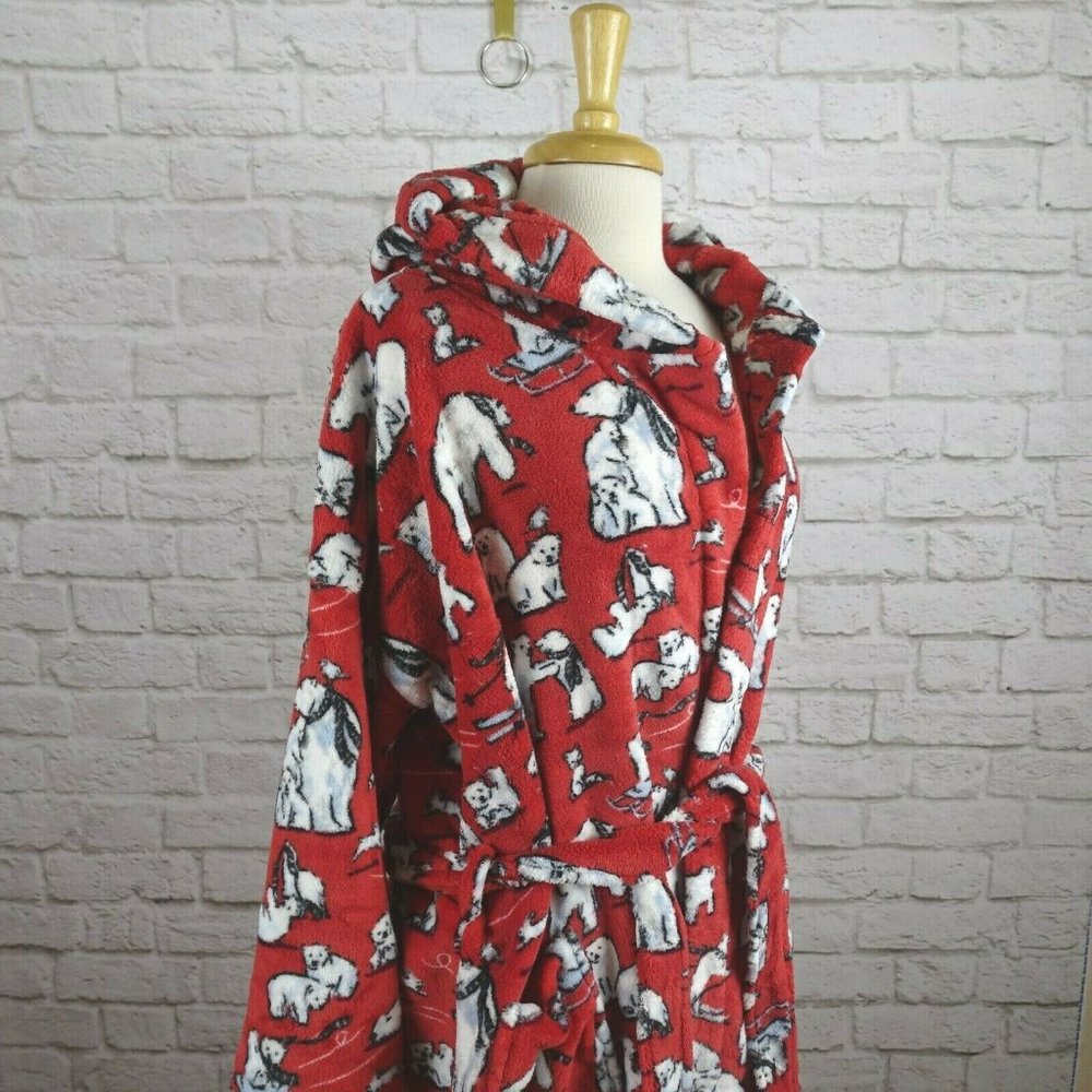 NWT Vera Bradley Beary Merry Fleece Robe Red Plush - Picture 4 of 10